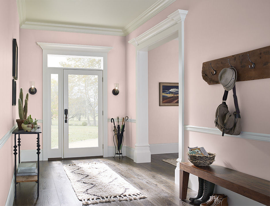 Foyer painted in FLAPPER PINK