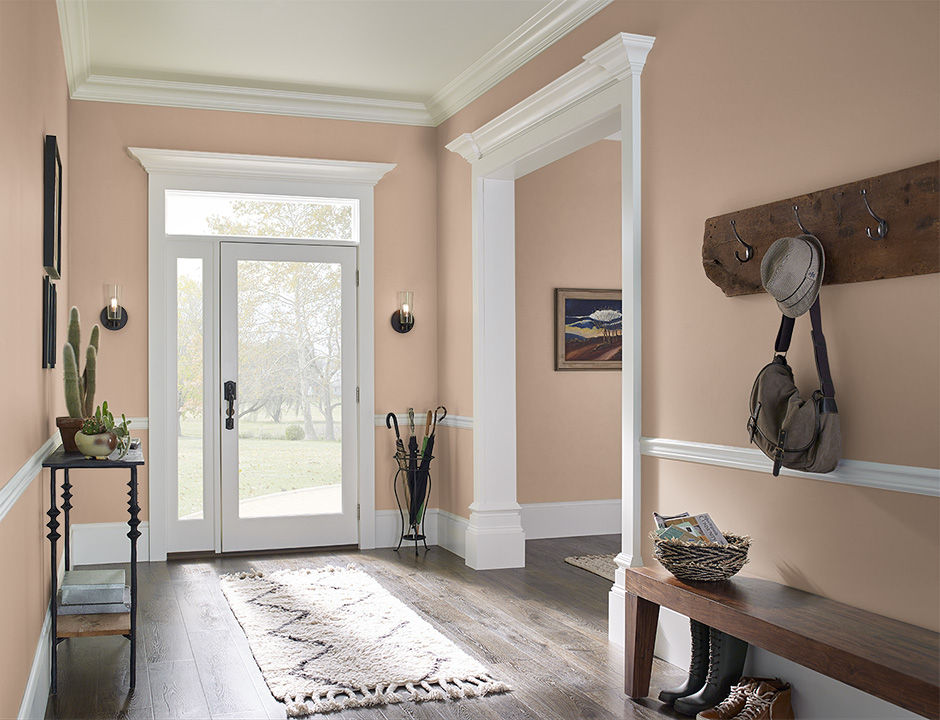 Foyer painted in POTTERY BEIGE