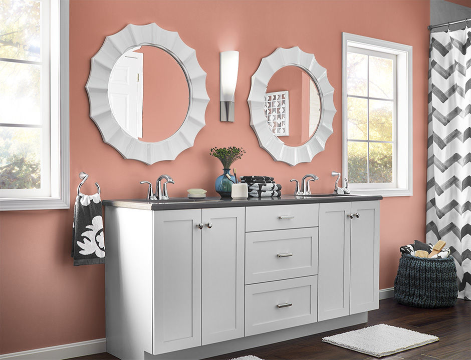 Bathroom painted in BAKED TERRA COTTA