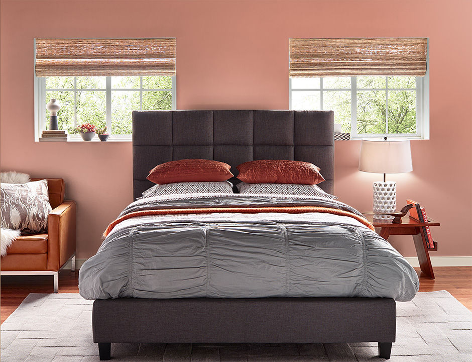 Bedroom painted in BAKED TERRA COTTA