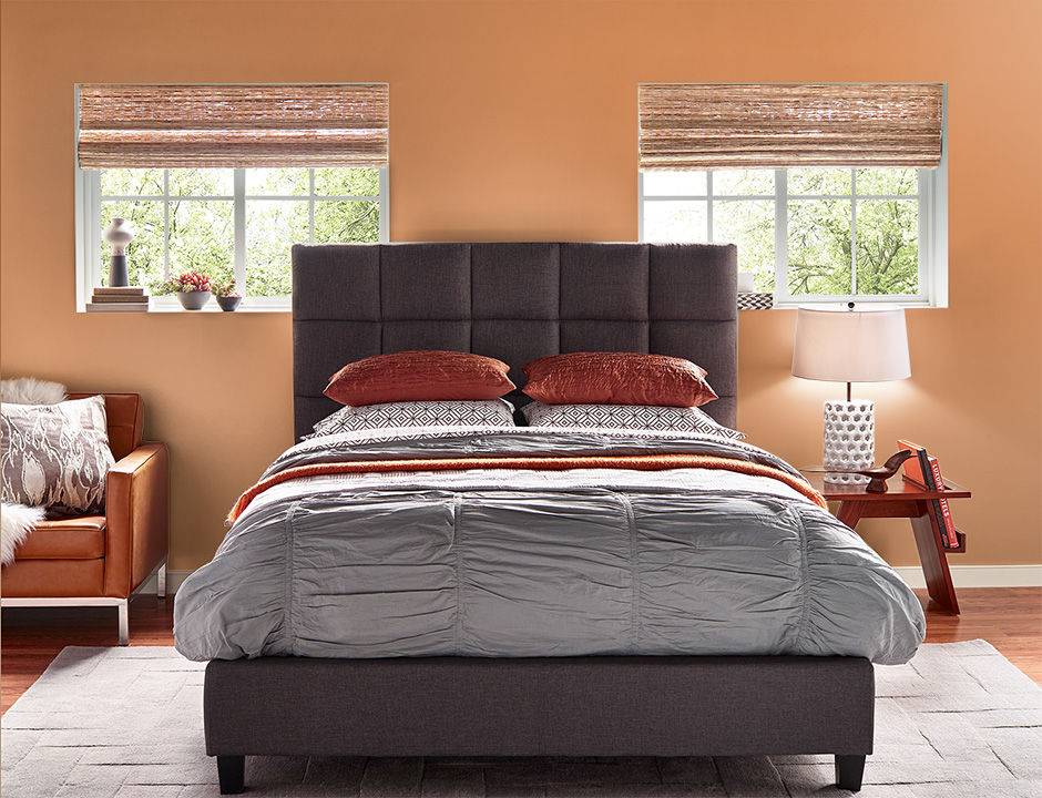 Bedroom painted in BRIGHT MARIGOLD