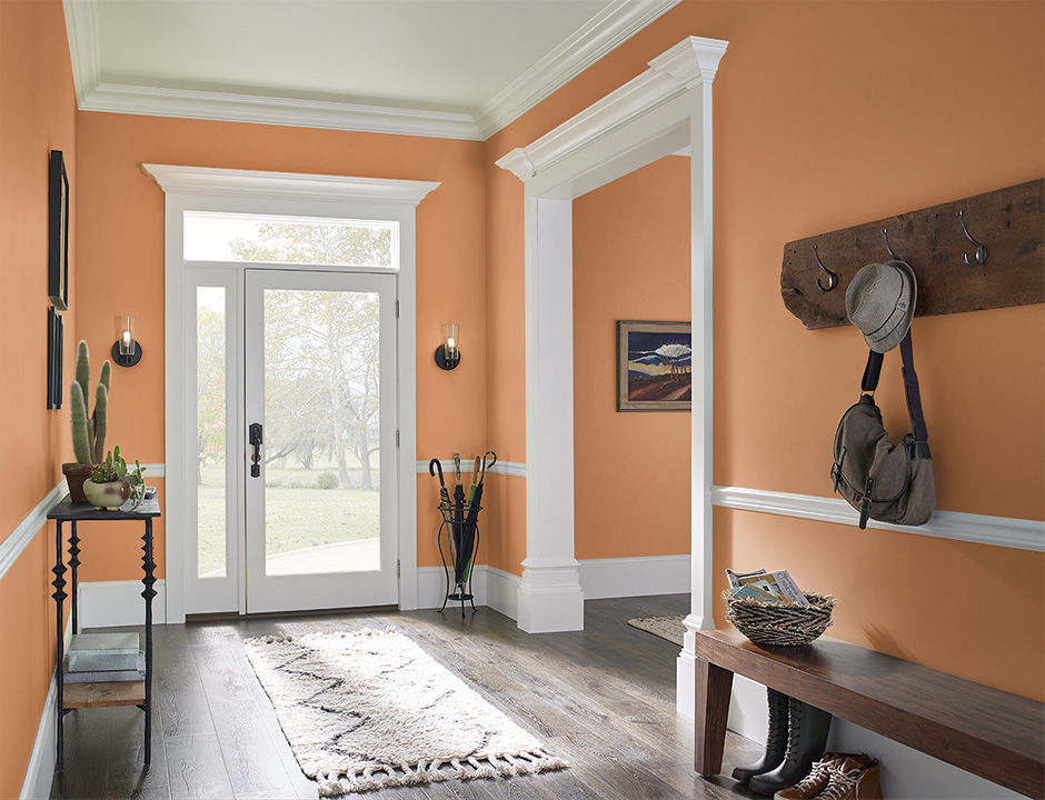 Foyer painted in BRIGHT MARIGOLD