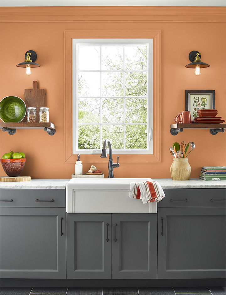 Kitchen painted in BRIGHT MARIGOLD