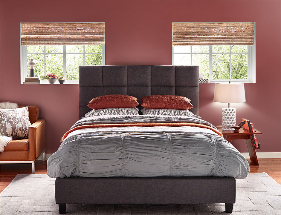 Bedroom painted in HAUTE RED