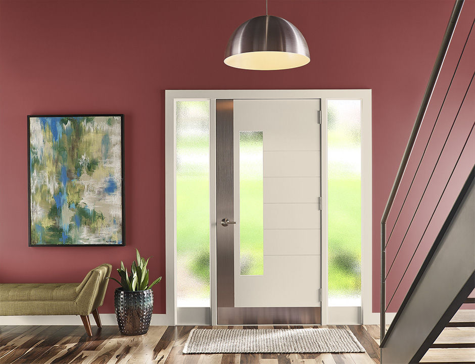 Entryway painted in HAUTE RED