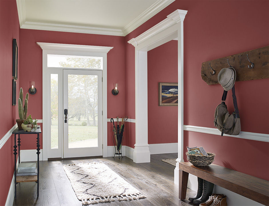 Foyer painted in HAUTE RED