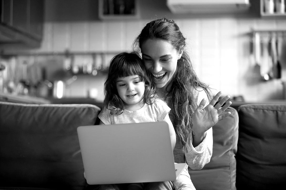 Mother and daughter using Teladoc