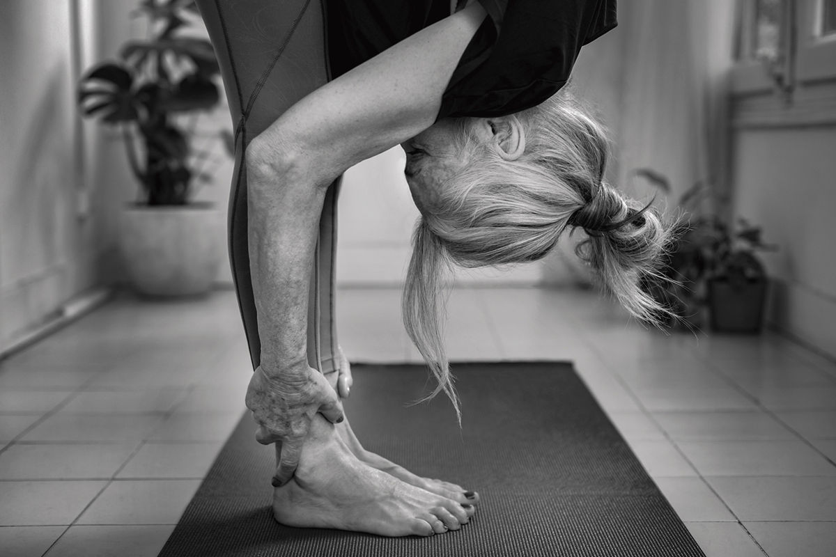 Woman exercising at home