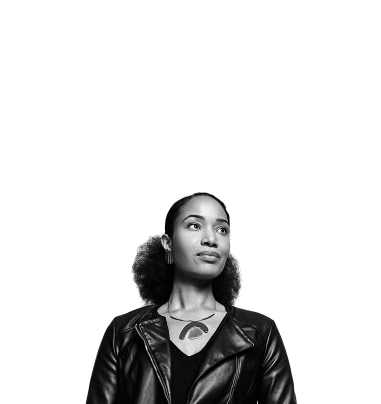 Young woman looking upward