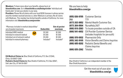 Blue Shield ID cards Blue Shield of CA