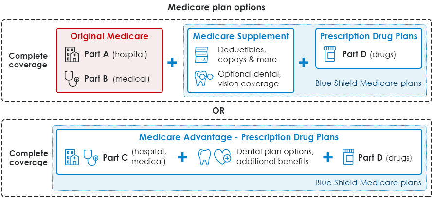 نمودار اطلاعاتی گزینه‌های برنامه Medicare
