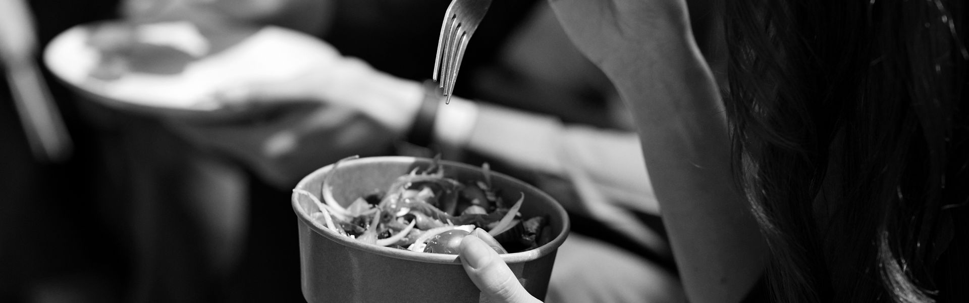 Eating healthy meal from a bowl