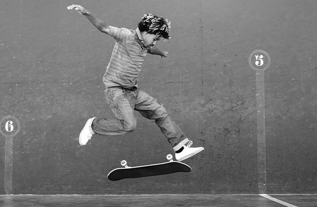 Skateboarder jumping