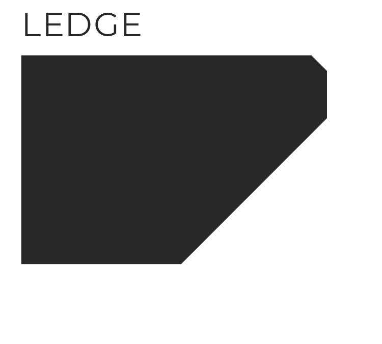 a simple illustration of a Ledge edge profile from Cambria