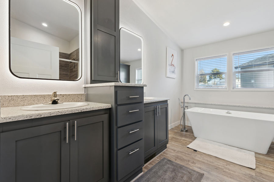 Primary bath with freestanding tub and walk-in shower