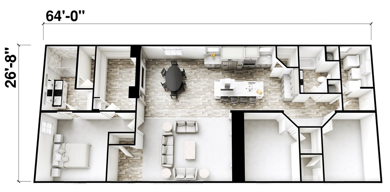 Floor plan for the American Freedom 4074HD, built in our Chandler, AZ plant