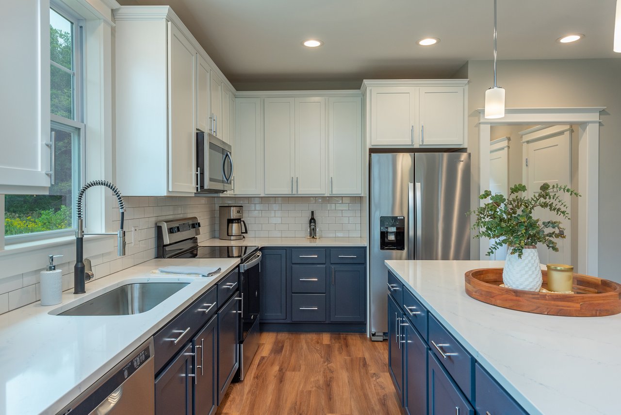 designing kitchen blue tones laurel ii