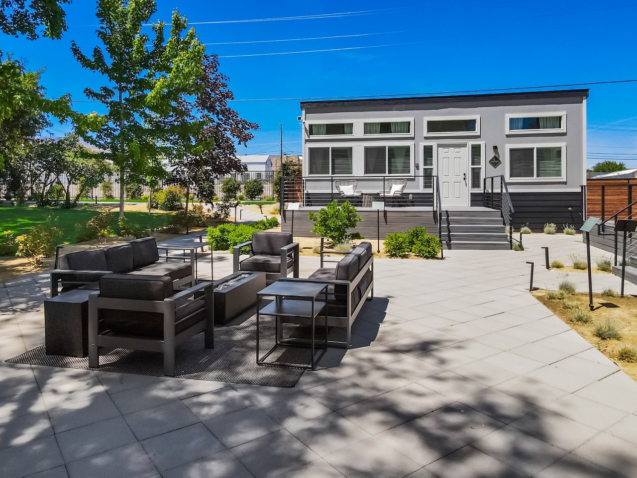 A large outdoor space at a tiny bungalow