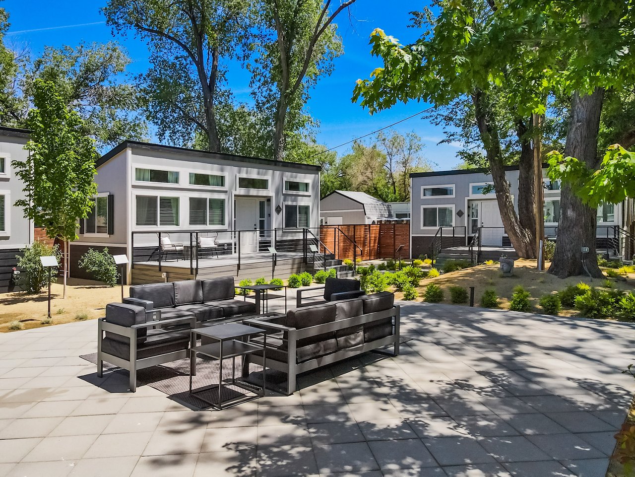 a beautiful bungalow with a large outdoor area