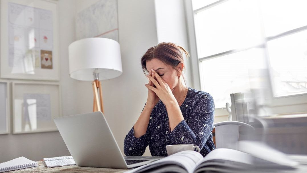 woman working stressed