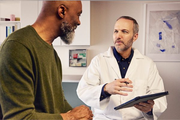 Person talking to medical professional