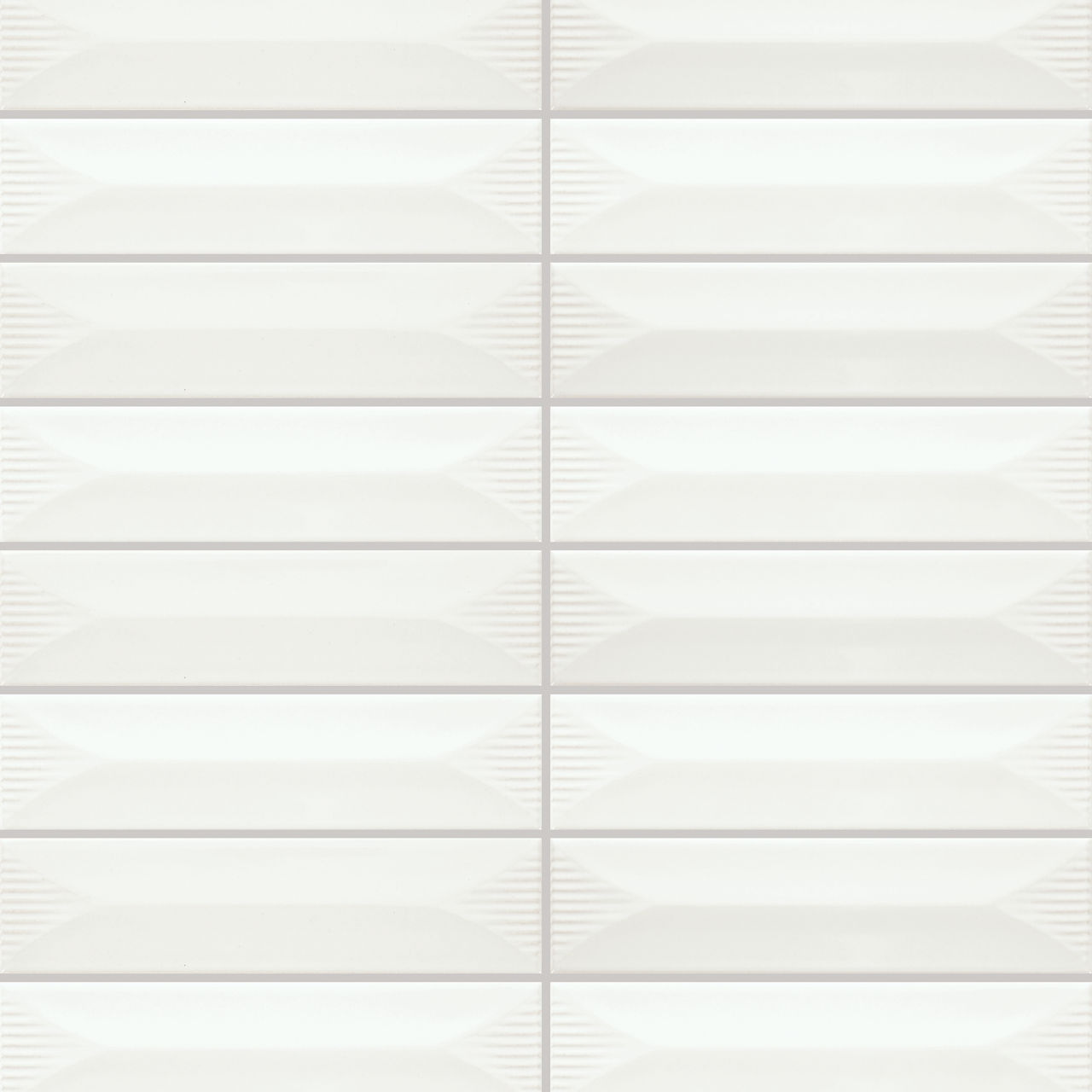 Ice White, Rectangle, 2X8, Wave Crest, Glossy
