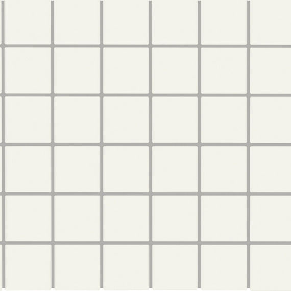 Image of a uniform grid of small white square tiles arranged in straight rows and columns. Thin gray grout lines separate each tile, creating a clean geometric pattern. The overall palette is neutral and minimal, emphasizing symmetry and order. The d