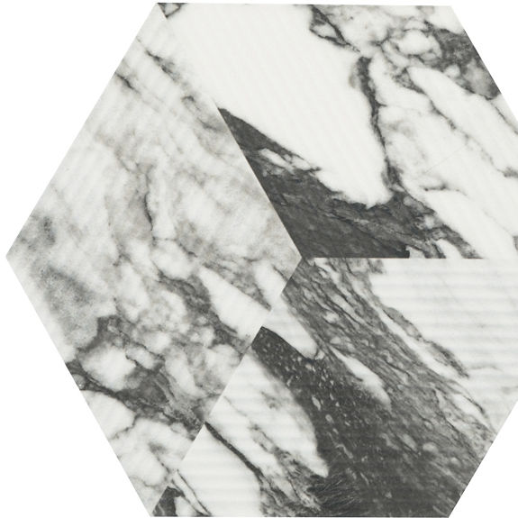Calypso White 8X9 Matte Marble Look Hexagon Porcelain Tile | Divinium by Daltile