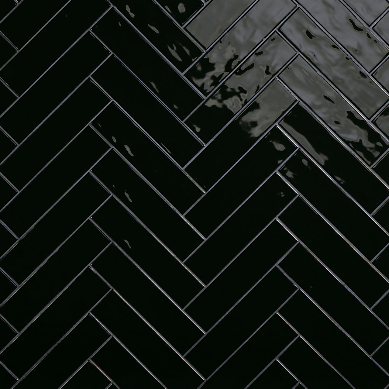 Stagecraft - Black Black, Rectangle, 3X12, Undulated, Glossy