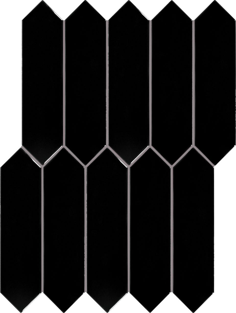 Black, Picket, 3X12, Undulated, Glossy