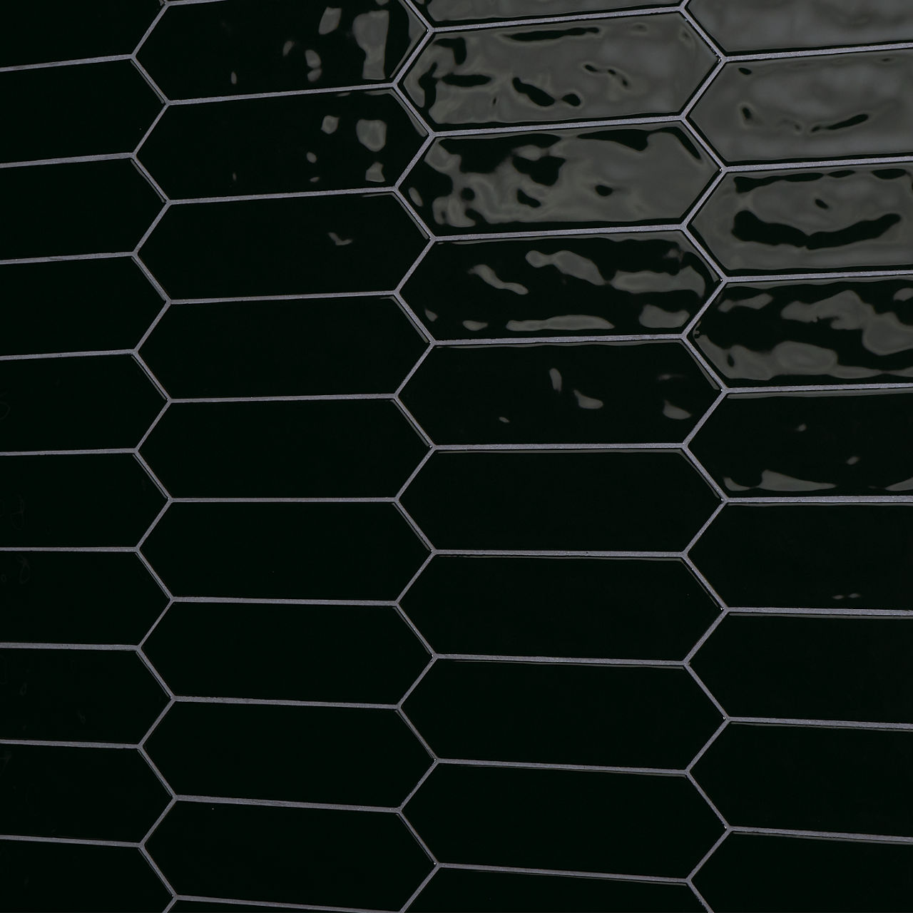 Black, Picket, 3X12, Undulated, Glossy