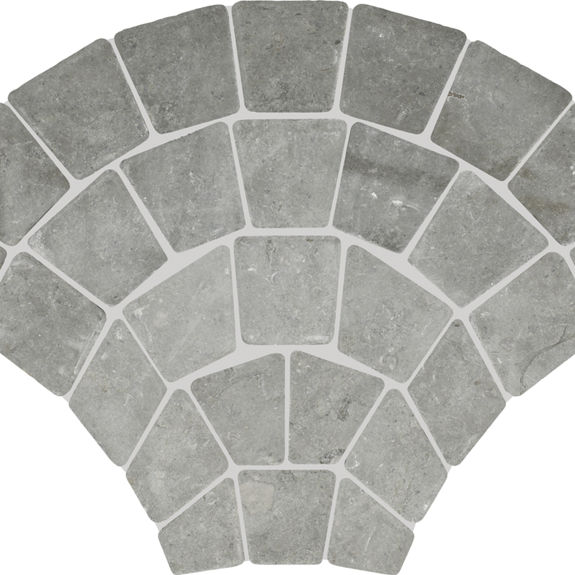 Seine Gray Fan Tumbled Natural Stone Mosaic Tile | Renderra Lyon by Daltile