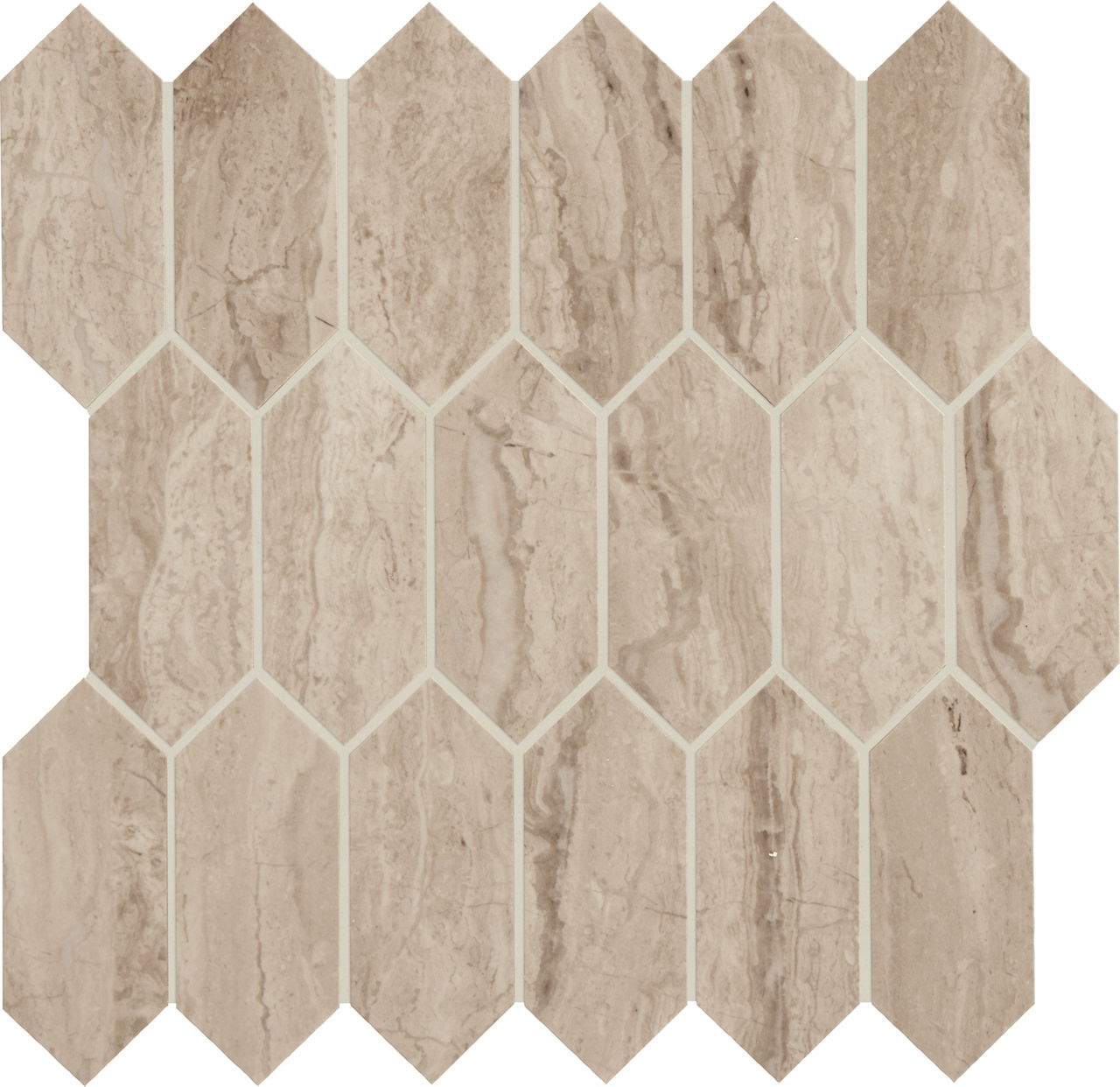 Travertine, Linear Hexagon, 2X5, Matte
