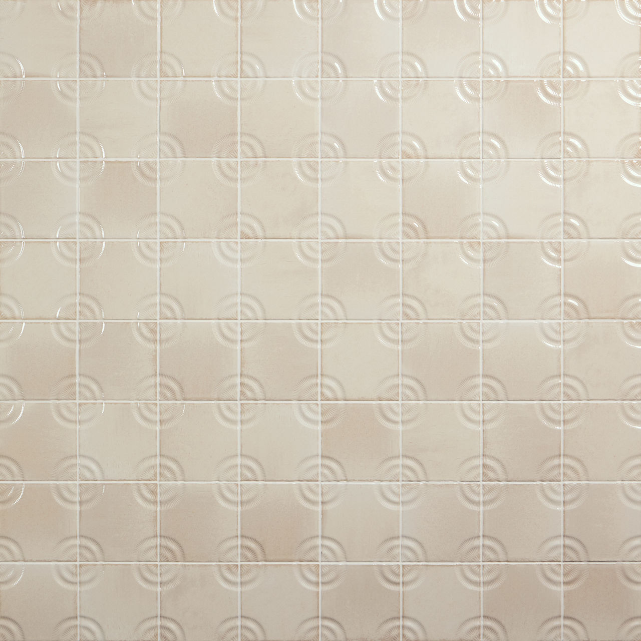 Unbound 4x4 Glossy Beige Ceramic Circular Wall Tile | Relicca by Daltile