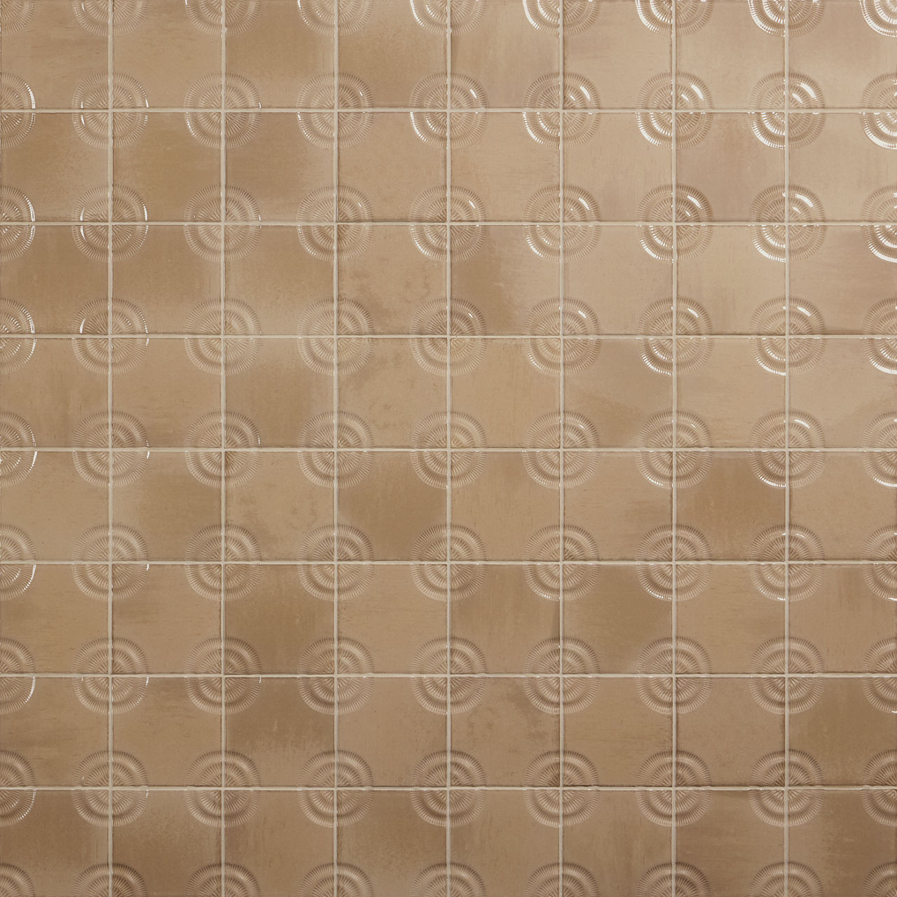 Foxed 4x4 Glossy Brown Ceramic Circular Wall Tile | Relicca by Daltile