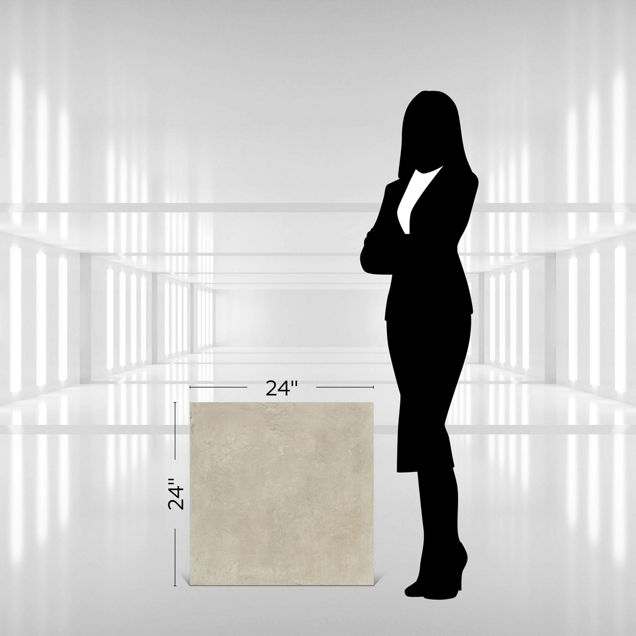 Beige, Square, 24X24, Stepwise, Matte