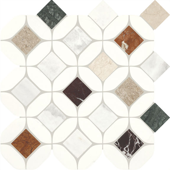 Mystic Blend Garden Multi Lattice Brushed Natural Stone Mosaic Tile | Renderra Lyon by Daltile