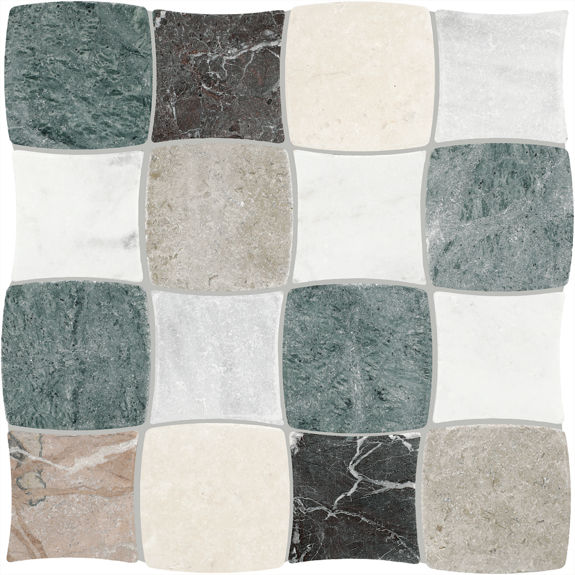 Mystic Blend Gallery Multi 3x3 Checkered Tumbled Natural Stone Tile | Renderra Lyon by Daltile