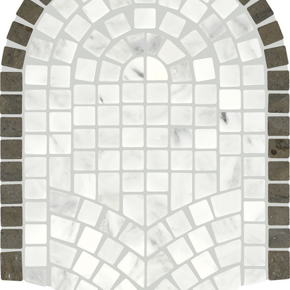 Seine Blend Grand Hall Gray Framed Fan Brushed Natural Stone Mosaic Tile | Renderra Lyon by Daltile