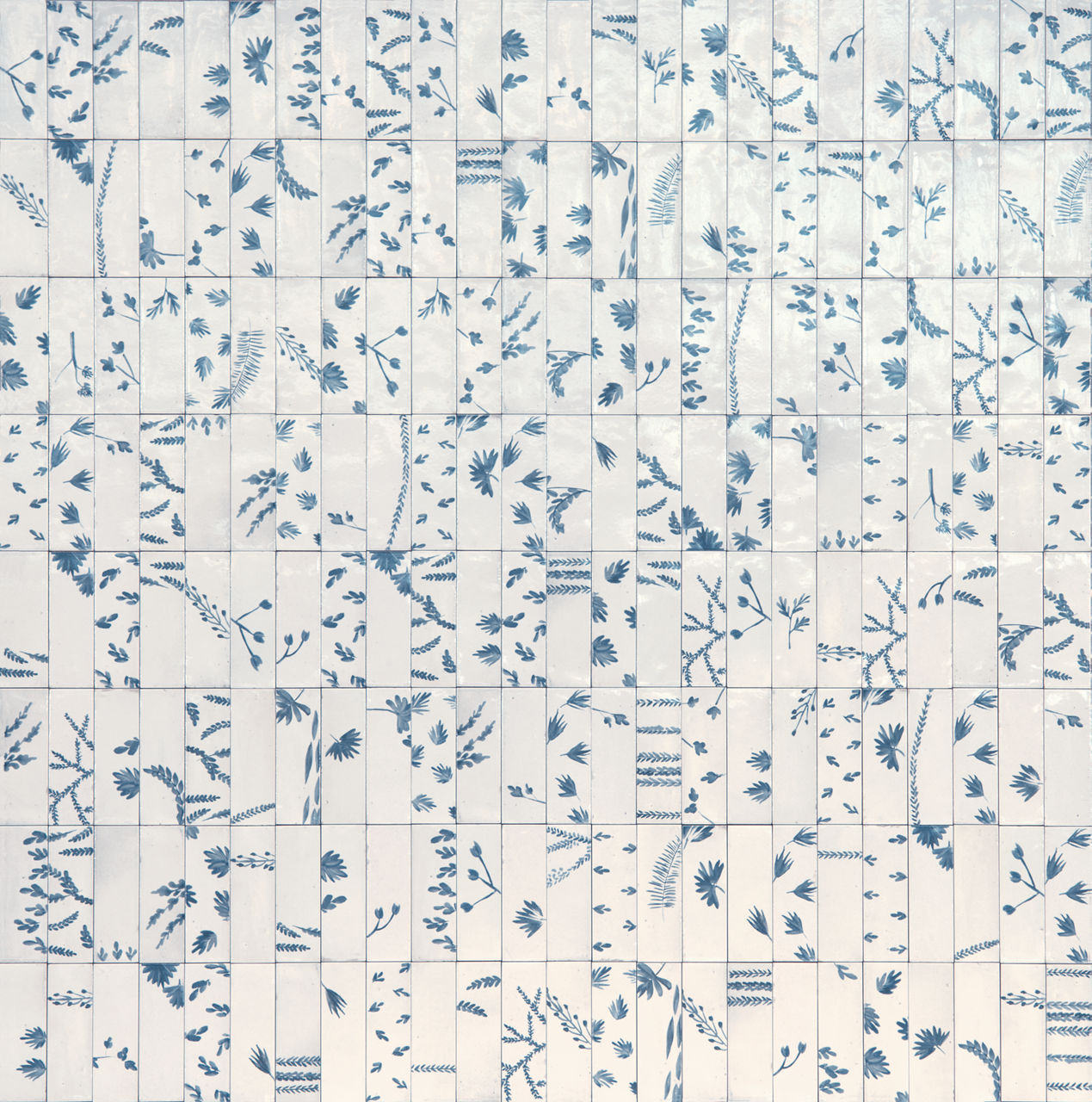 Bianco Deco Leaf, Rectangle, 2X6, Glossy