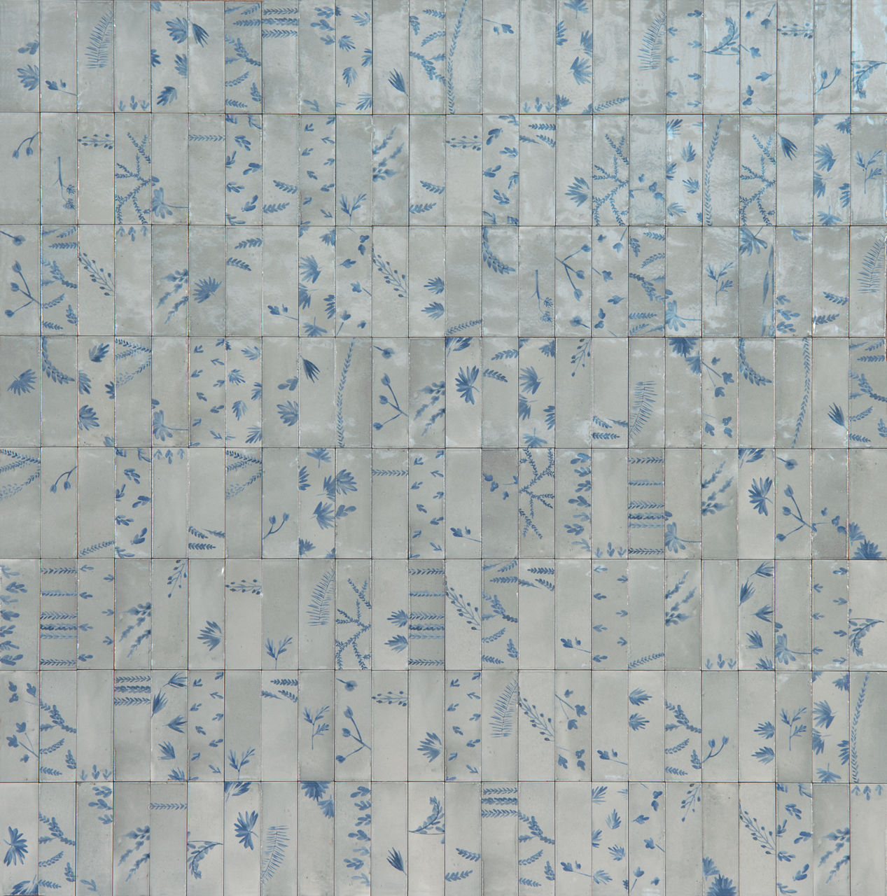 Grigio Deco Leaf, Rectangle, 2X6, Glossy