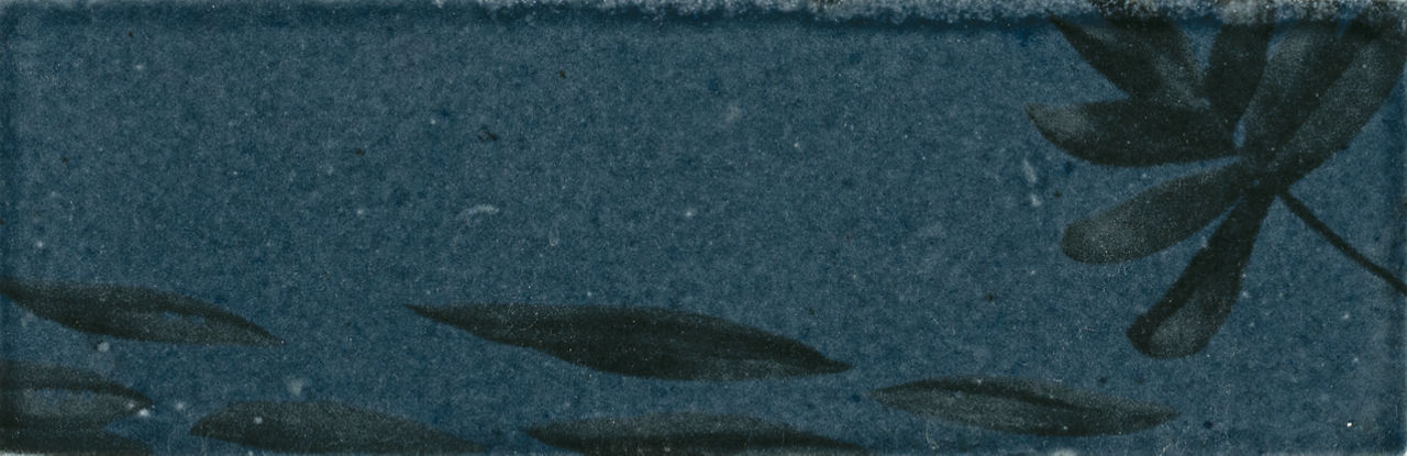 Blu Deco Leaf, Rectangle, 2X6, Glossy