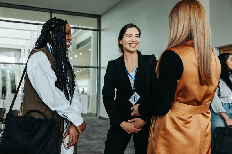 Three businesswomen networking