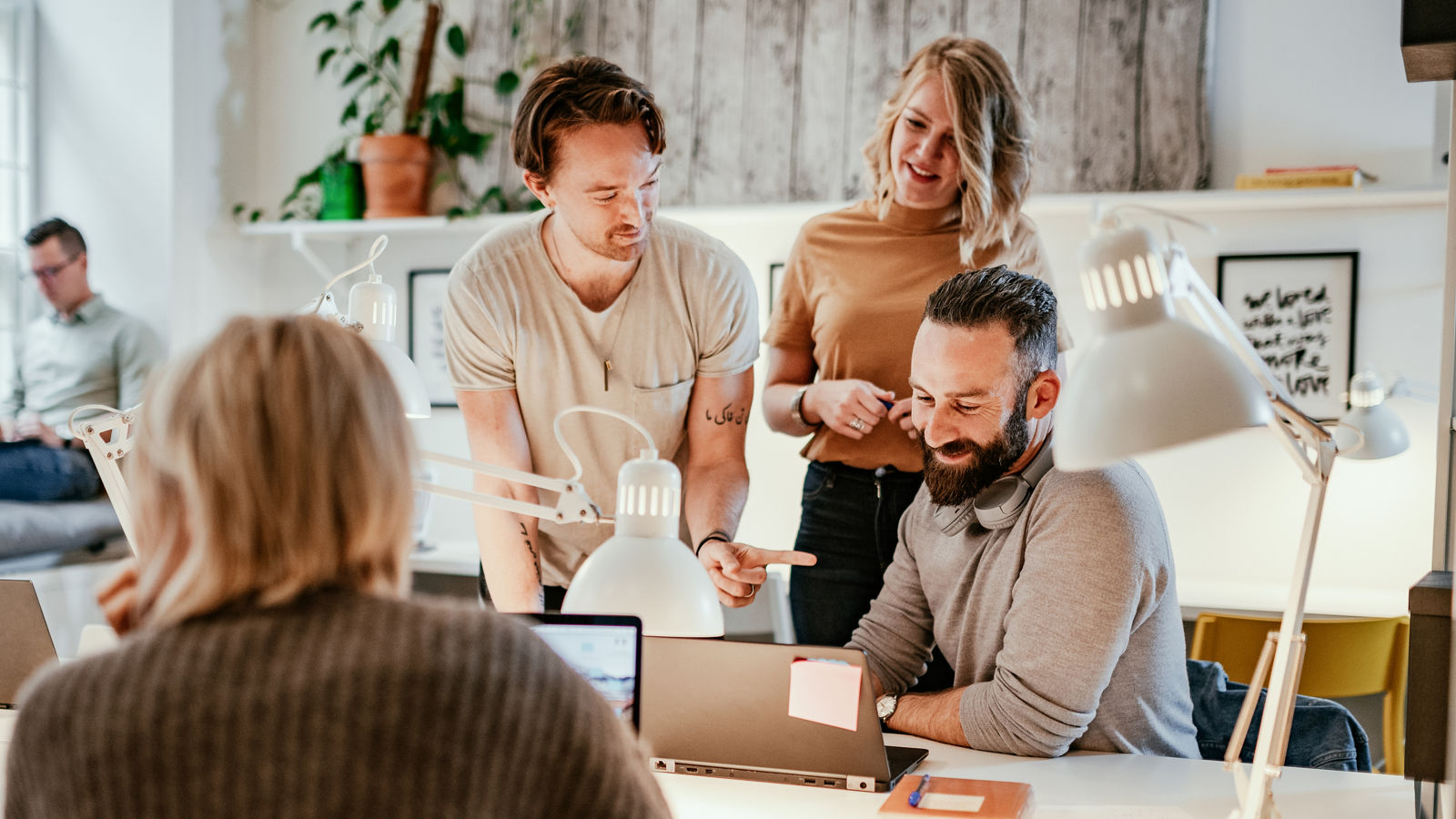 Small startup company working in office space