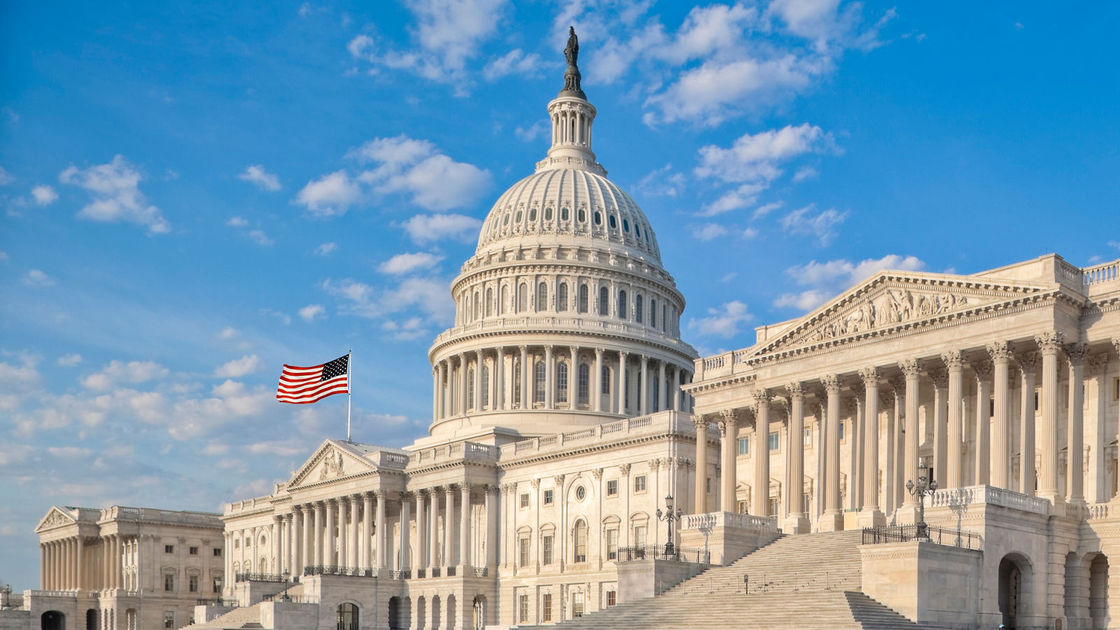 The east side of the US Capitol in the early morning. Senate Chamber in the foreground