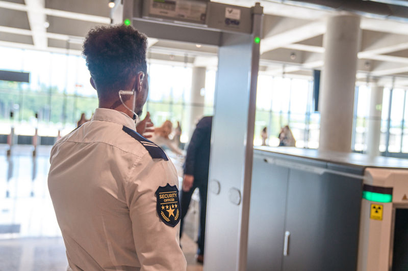 Border security agent at airport