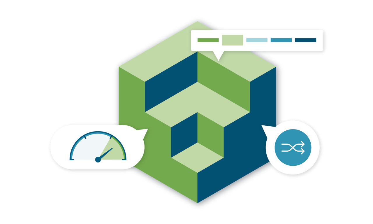 Isometric 3D block illustration depicting the Climate Risk Insights data block