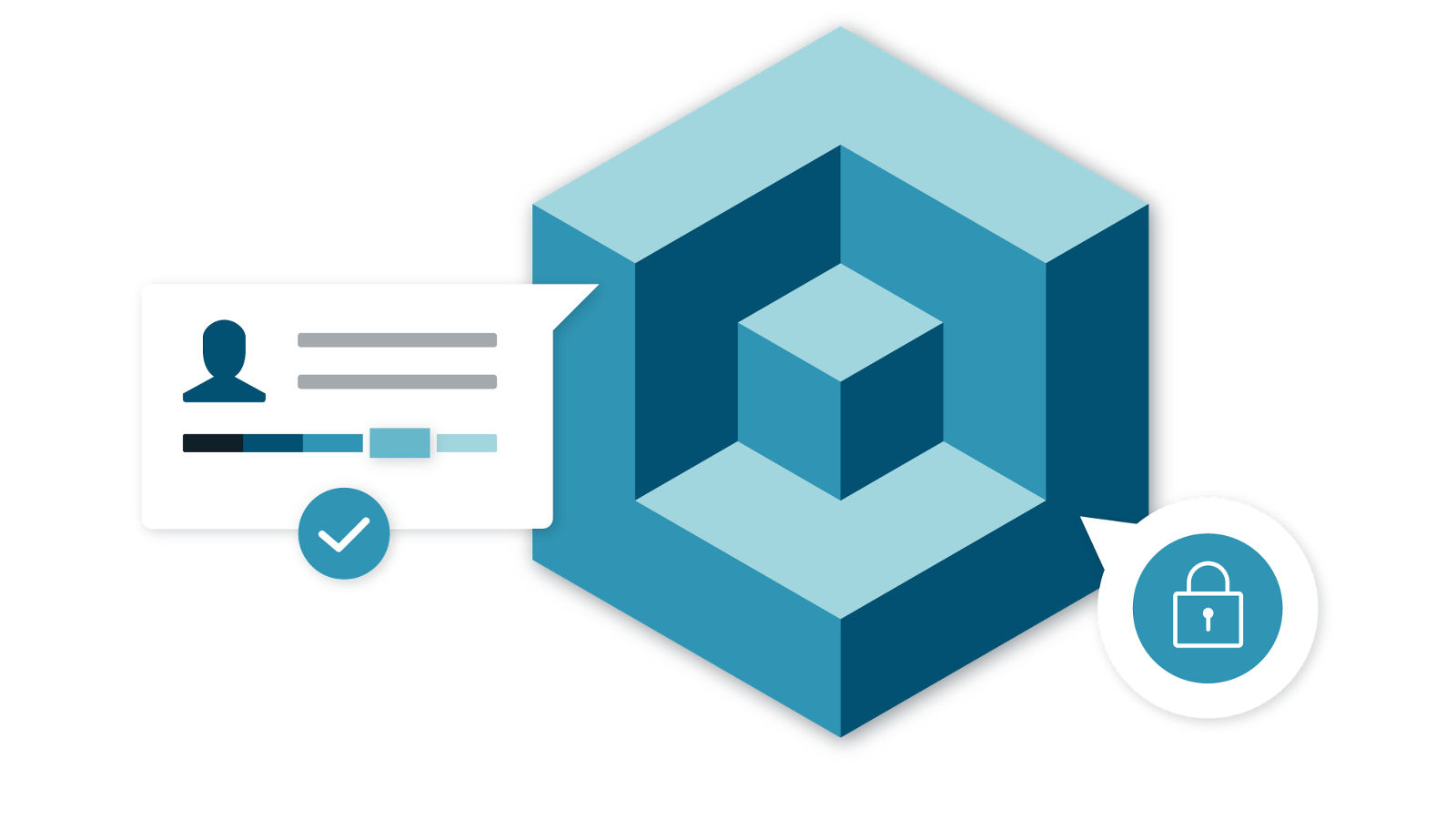 Isometric 3D block illustration depicting the Restricted Party Screening data block