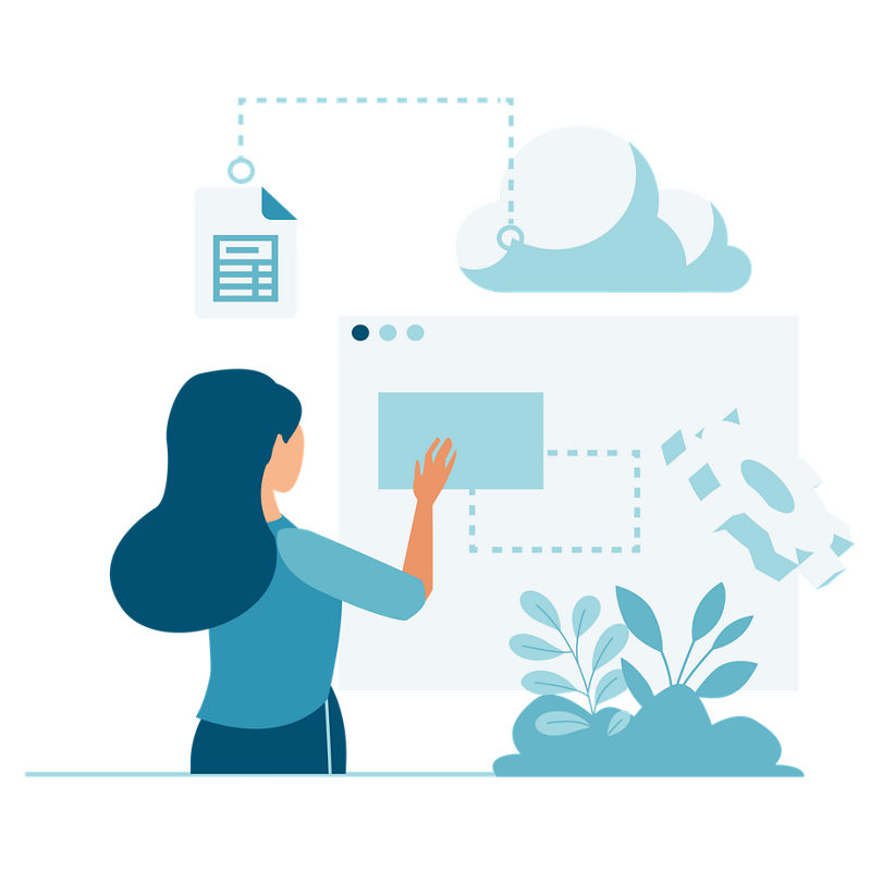 Illustration of person working with data