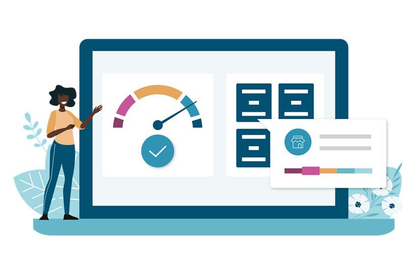 Illustration of Credit Insights Basic Add-Ons Computer with UI